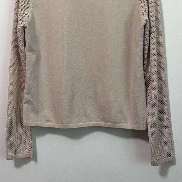 Sioni Zip Front Mixed Media Jacket L Faux Leather Winter White Knit Designer NEW - Picture 7 of 9